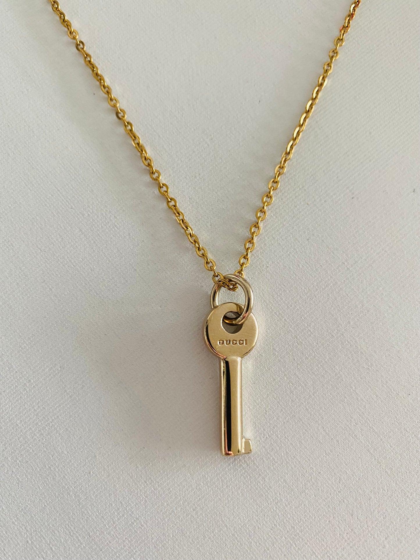 Authentic GUCCI vintage gold Key pendant reworked necklace