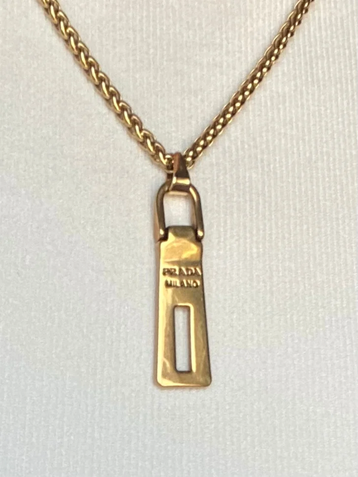 Authentic PRADA gold pendant reworked necklace