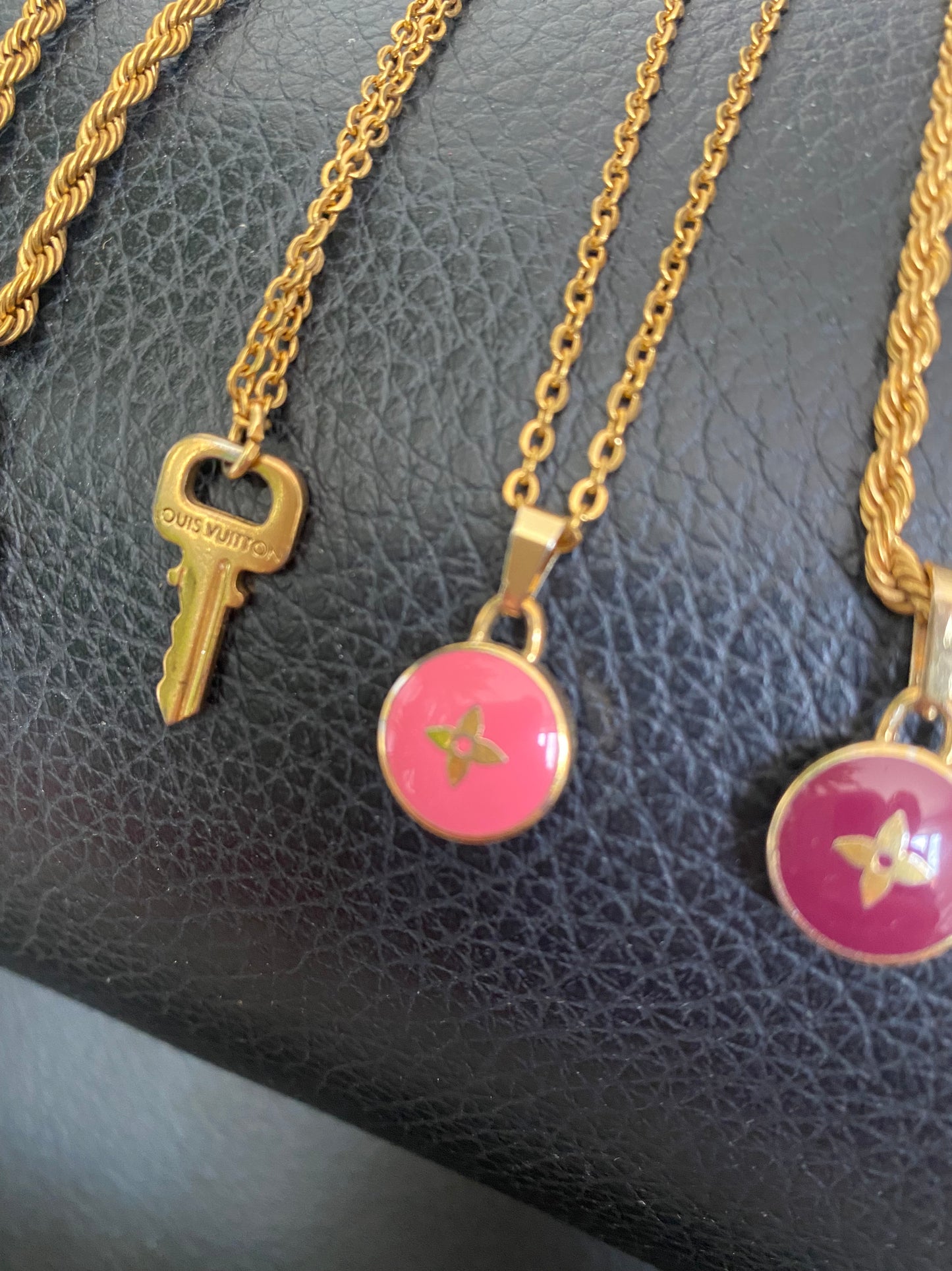 Authentic LOUIS VUITTON Pastilles Pink LV charm reworked necklace