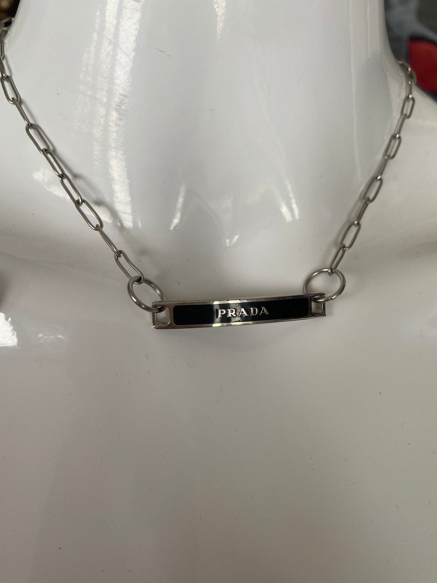 Authentic PRADA silver pendant reworked necklace