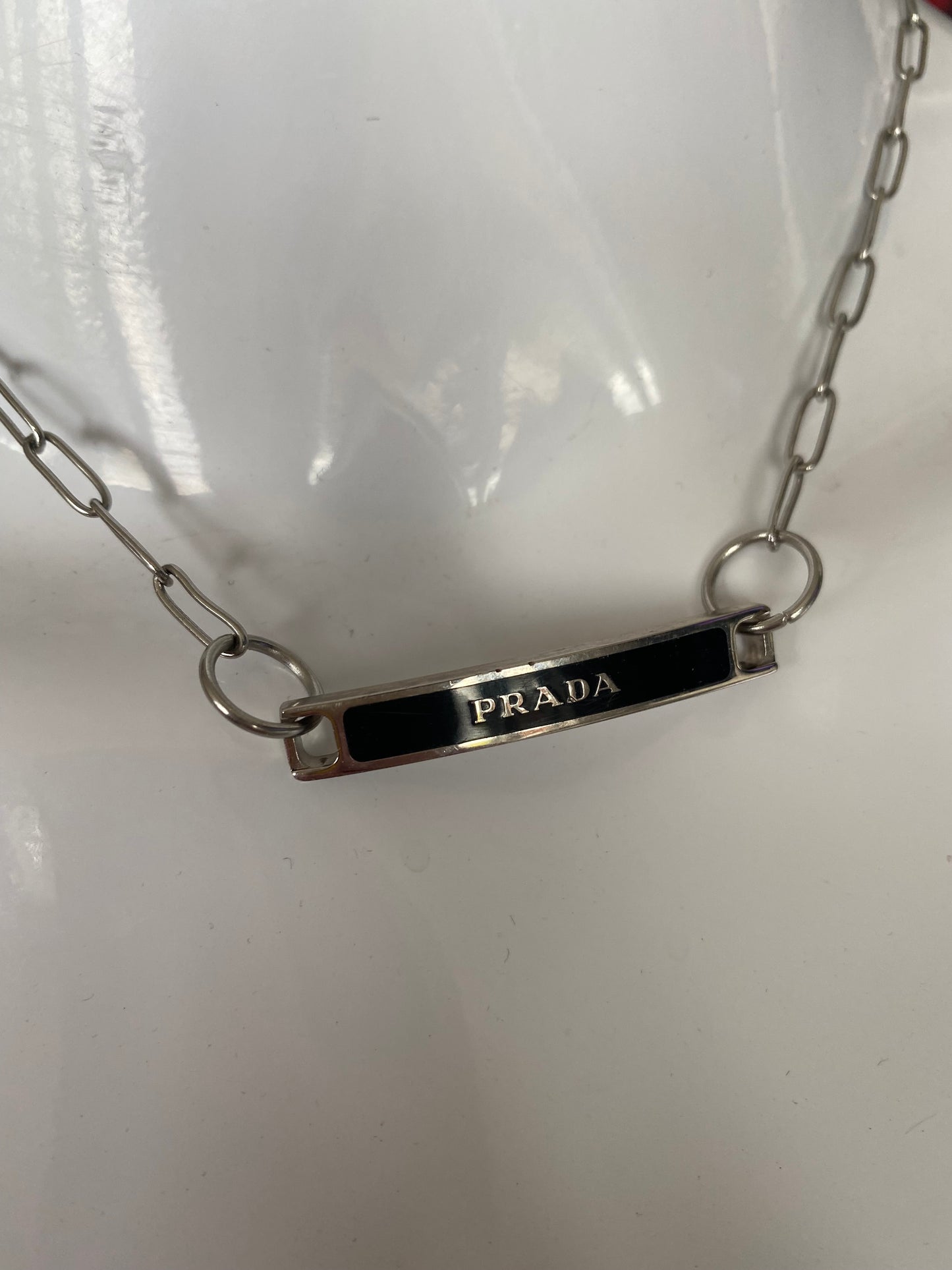 Authentic PRADA silver pendant reworked necklace