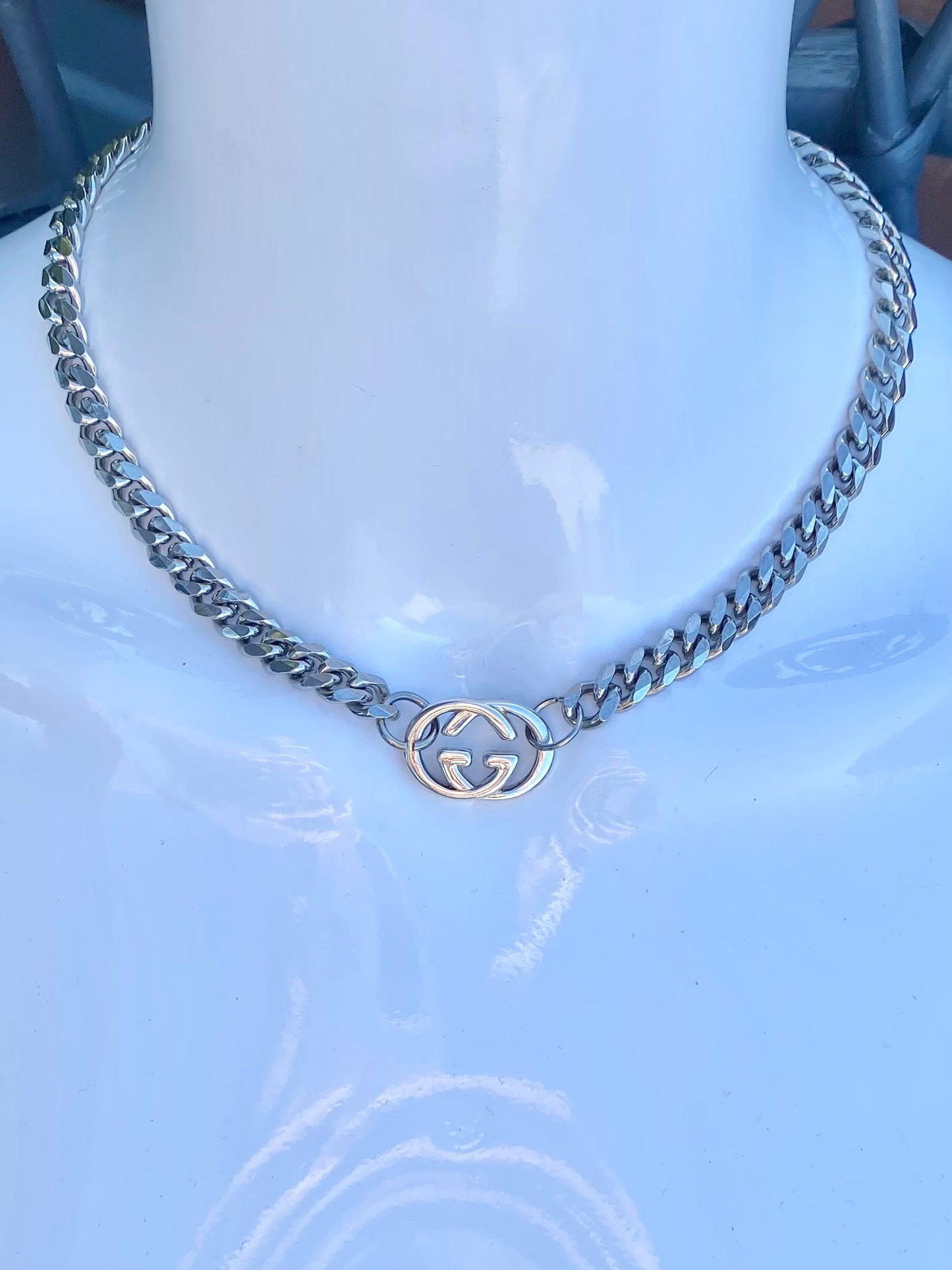 Authentic GUCCI sterling silver vintage pendant reworked necklace