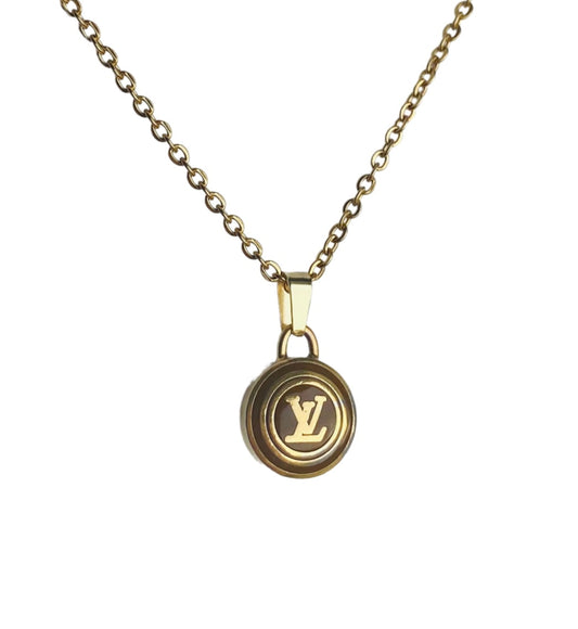 Authentic LOUIS VUITTON vintage LV pastilles pendant on necklace