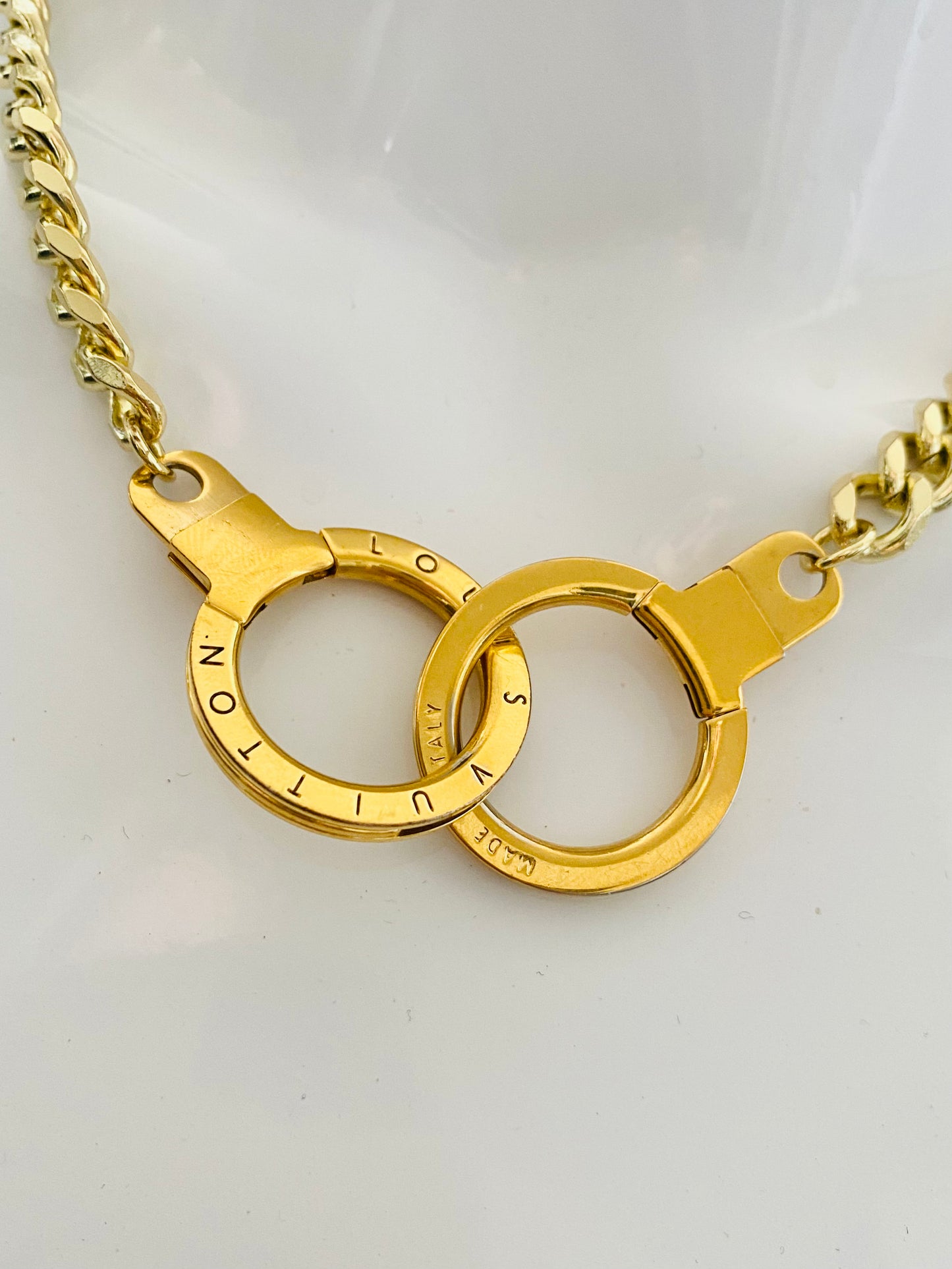 Authentic LOUIS VUITTON vintage lock pendant reworked necklace