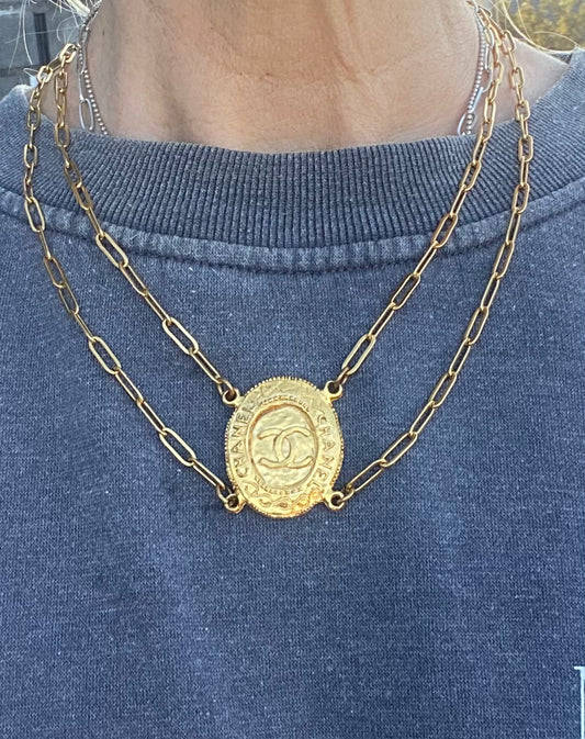 Authentic CHANEL one-one off rare vintage pendant reworked necklace