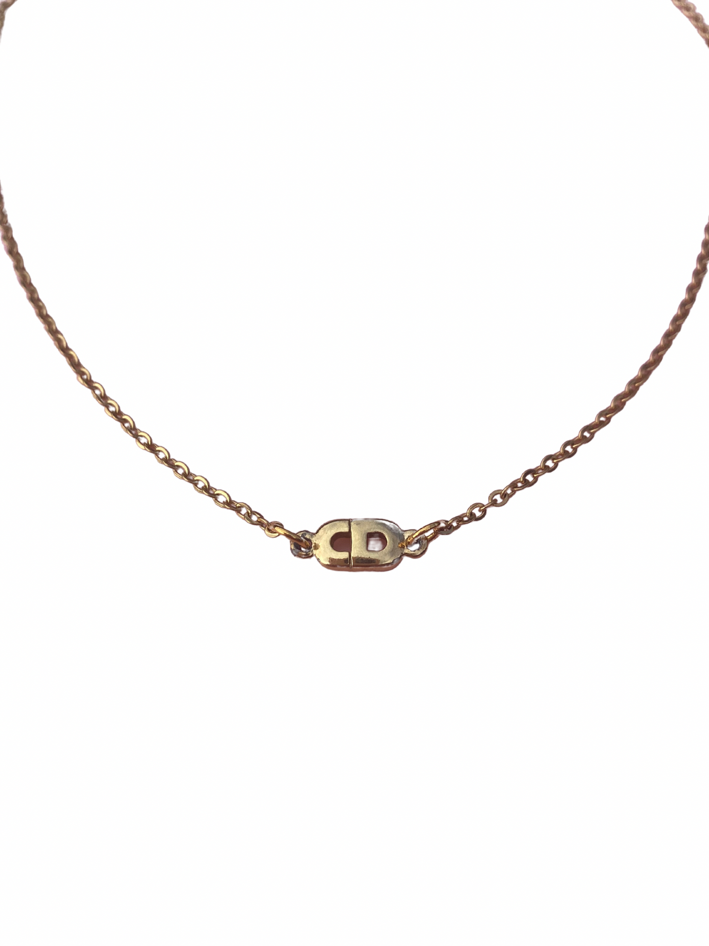 Authentic DIOR reworked CD gold pendant necklace