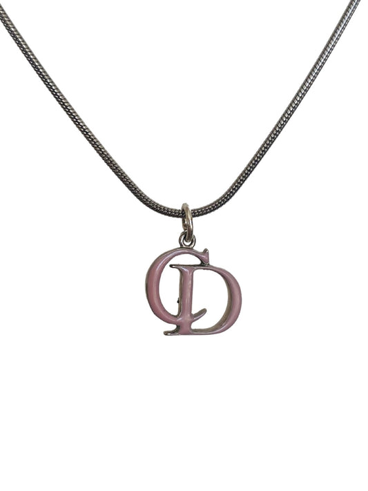 Authentic DIOR Pink CD pendant reworked necklace