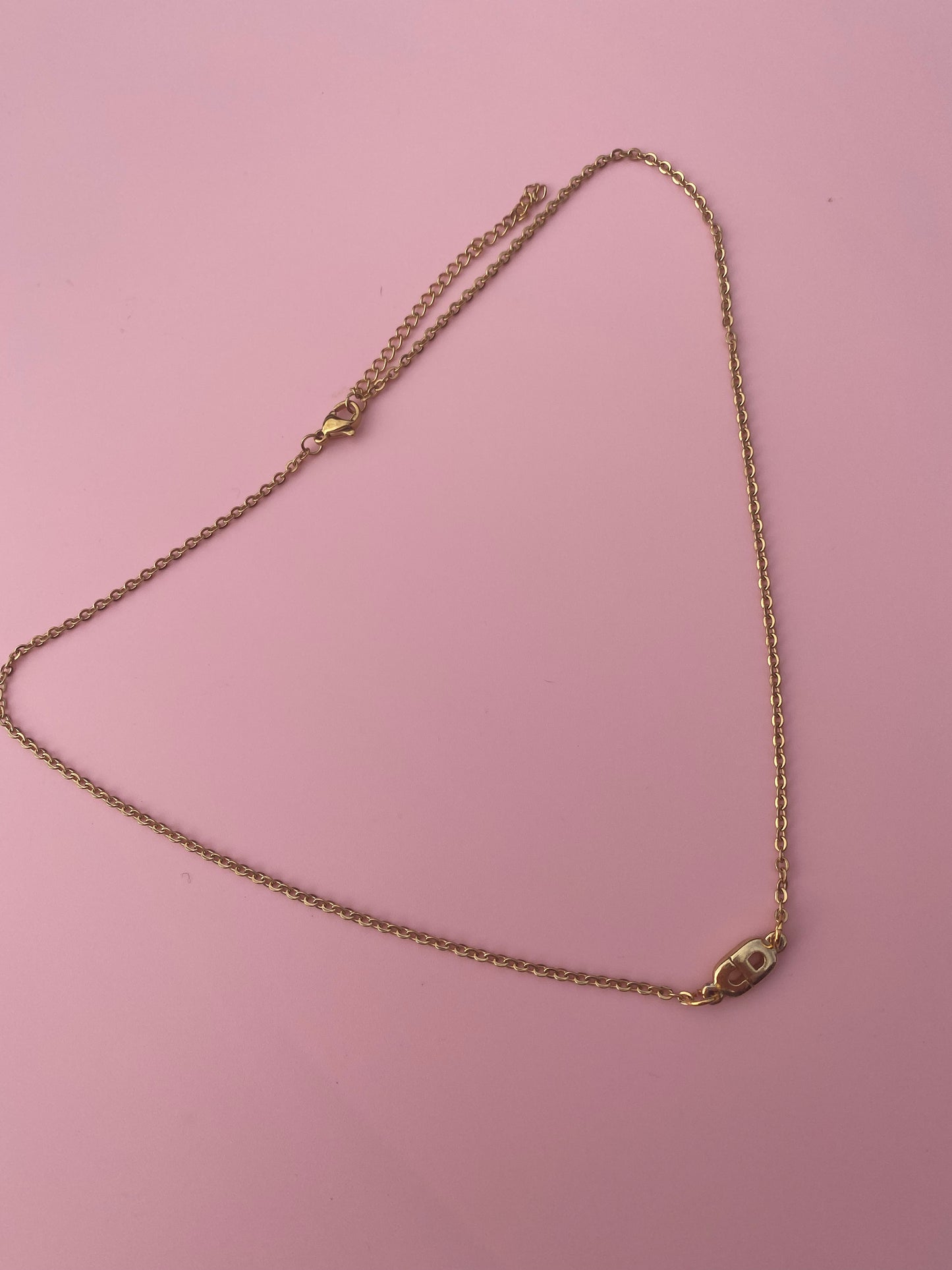 Authentic DIOR reworked CD gold pendant necklace