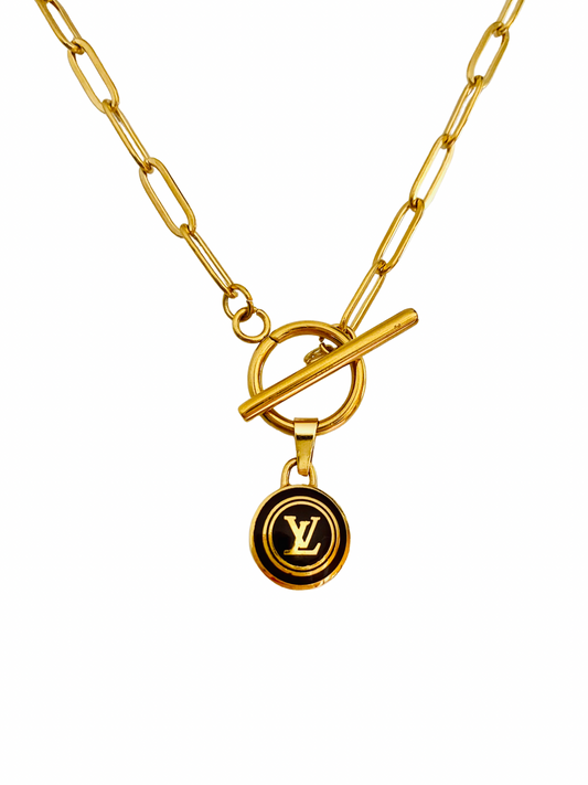 Repurposed / Reworked LV Circle Pendant Necklace - glamaristyles