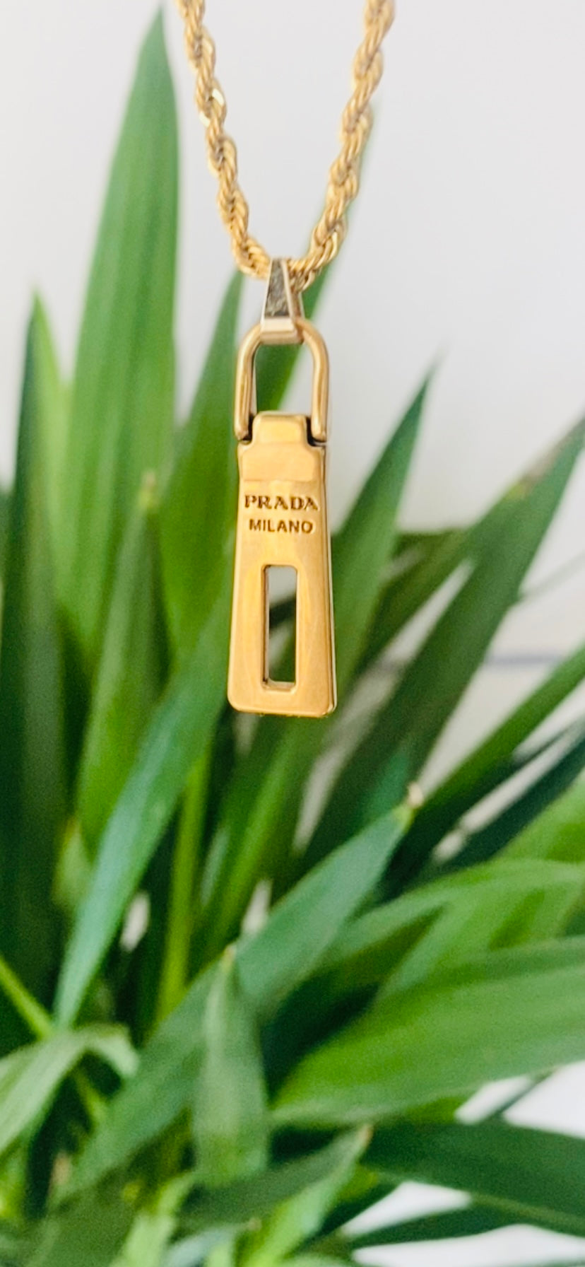 Authentic PRADA gold pendant reworked necklace