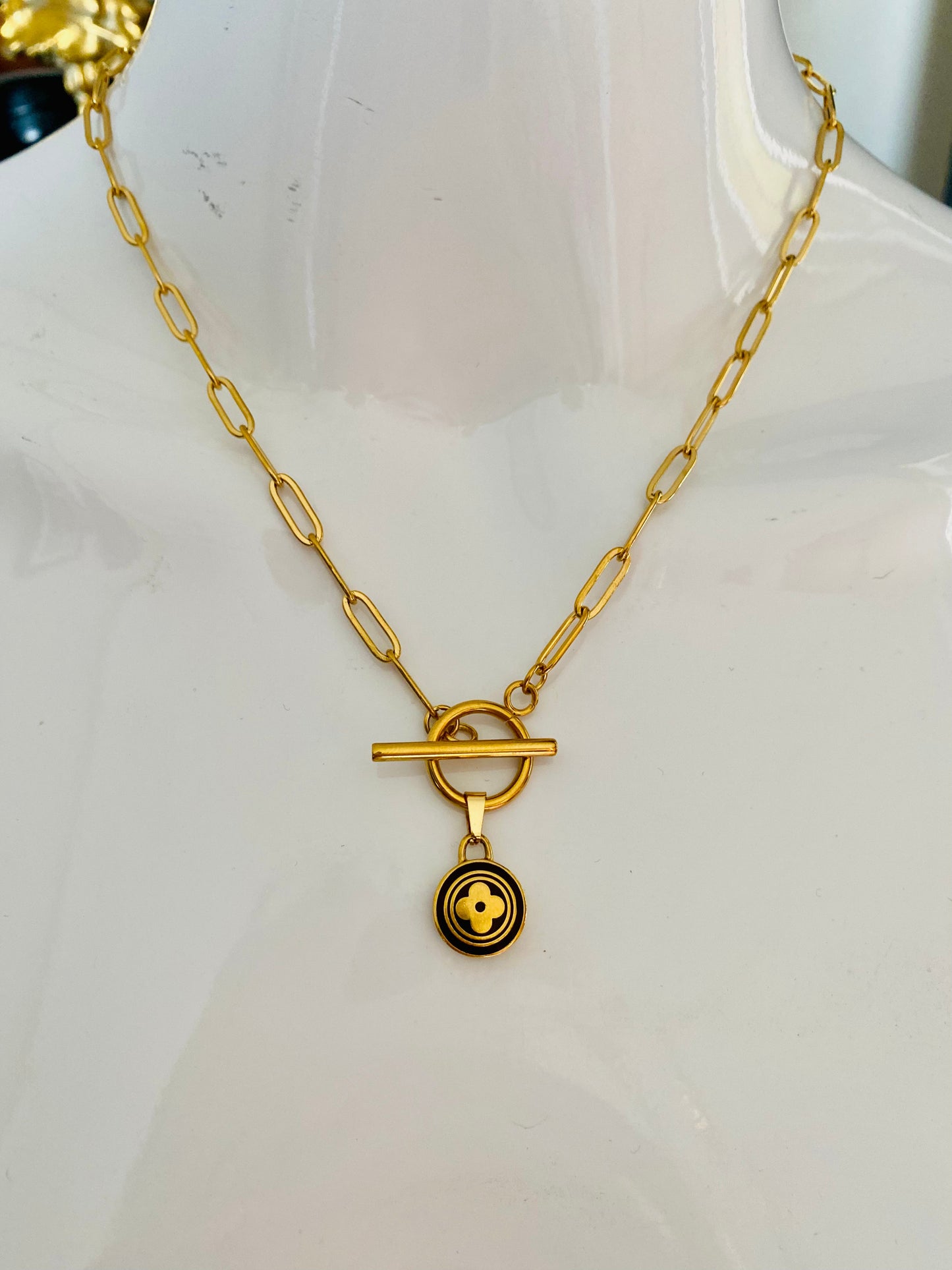 NEW IN Authentic LOUIS VUITTON Pastilles vintage pendant reworked necklace