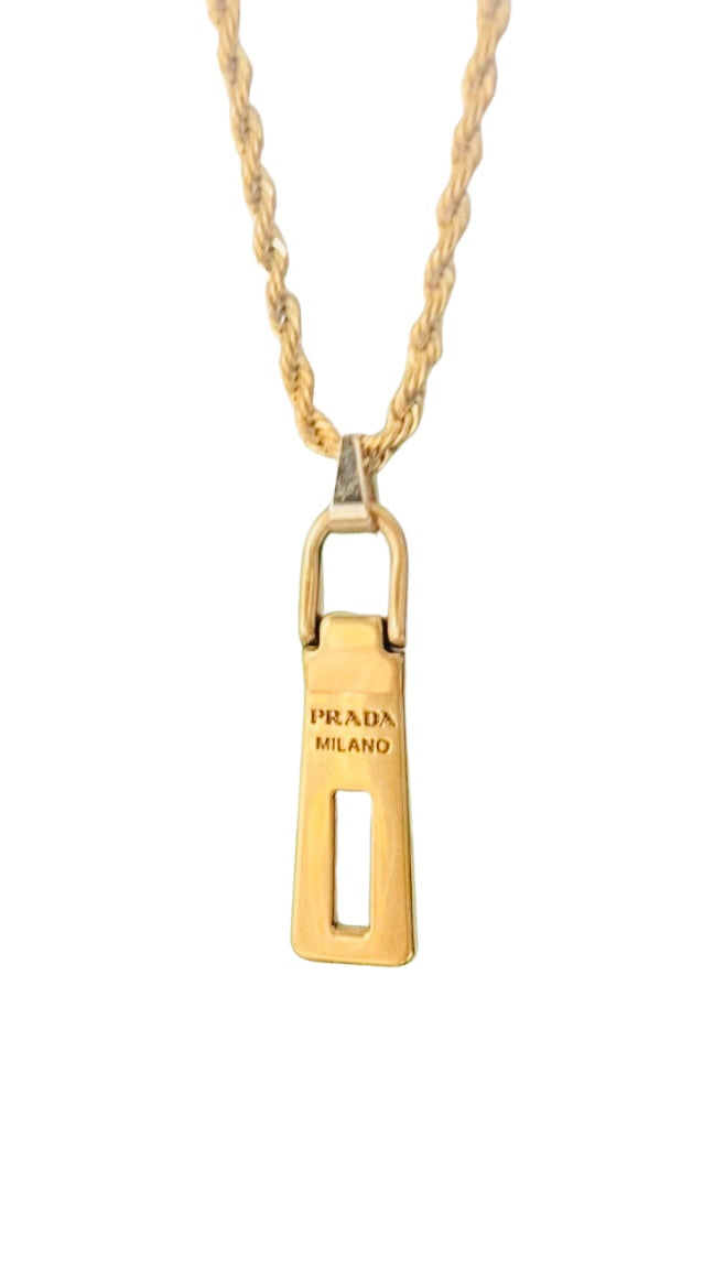 Authentic PRADA gold pendant reworked necklace