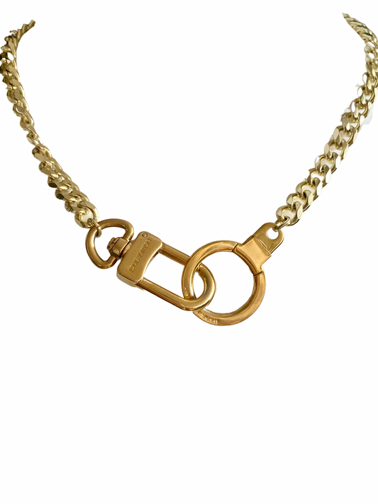 Authentic LOUIS VUITTON vintage lock pendant reworked necklace