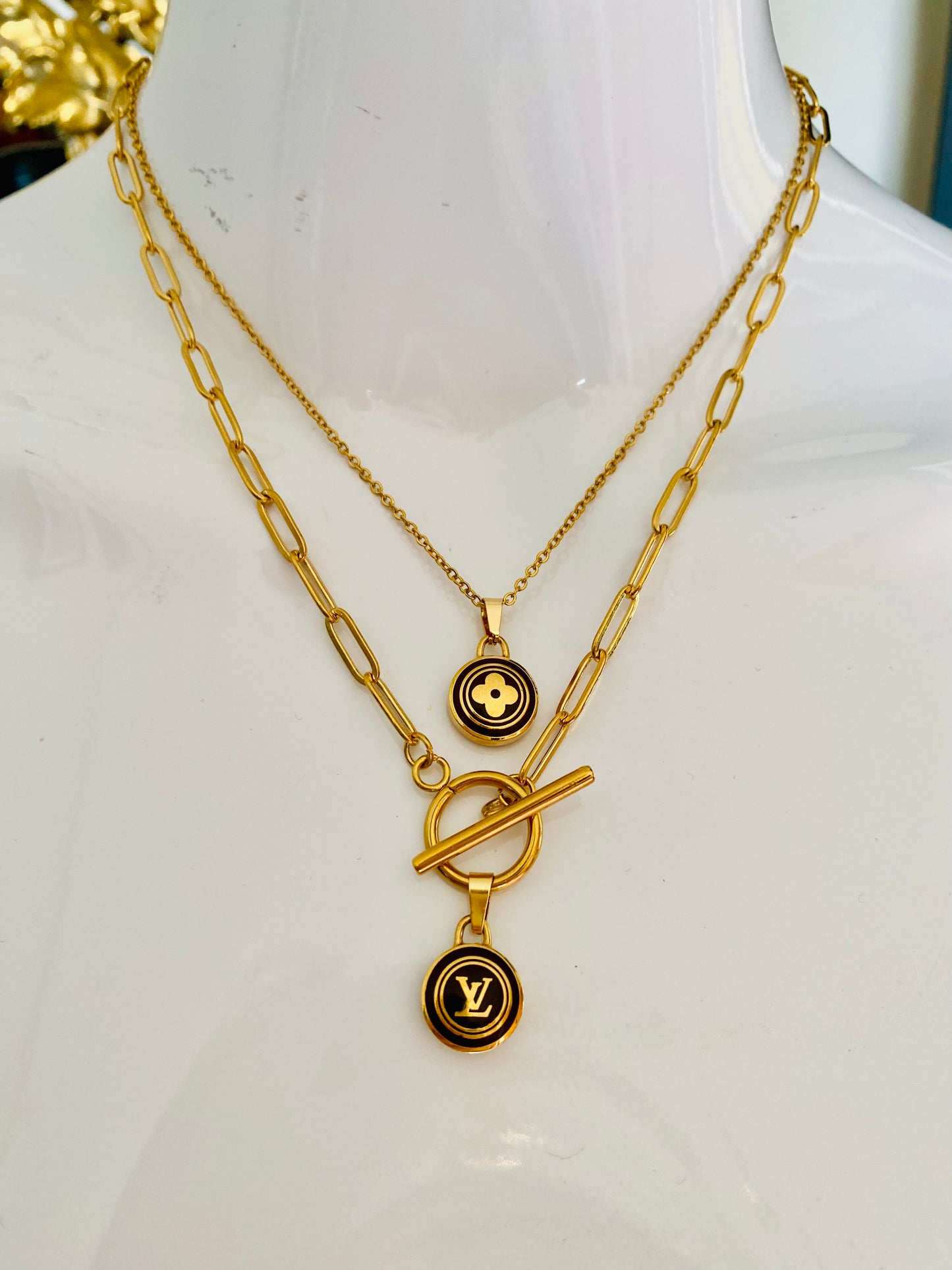 Authentic LOUIS VUITTON Pastilles vintage pendant reworked necklace