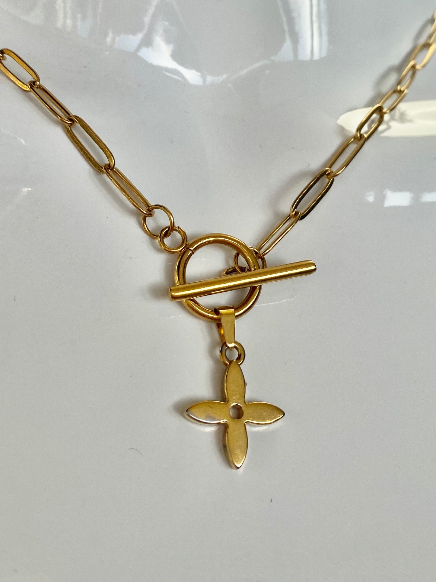 LOUIS VUITTON vintage flower pendant reworked necklace