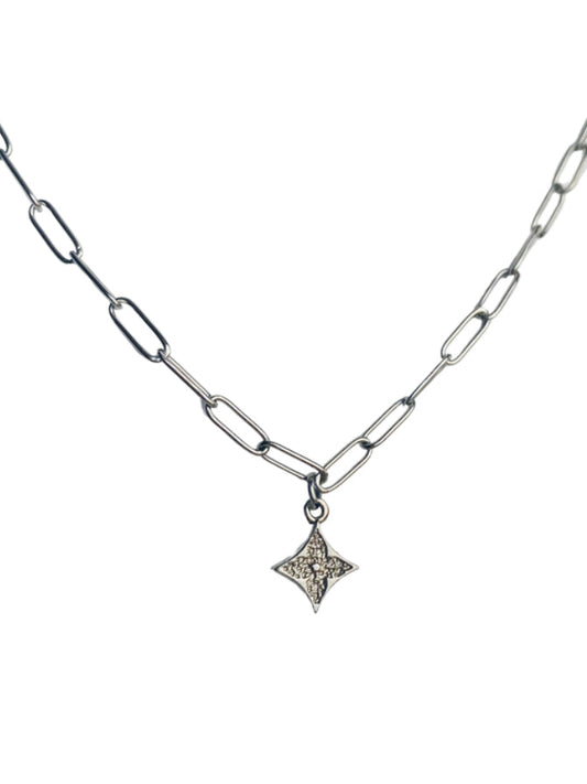 Authentic LOUIS VUITTON vintage silver reworked necklace