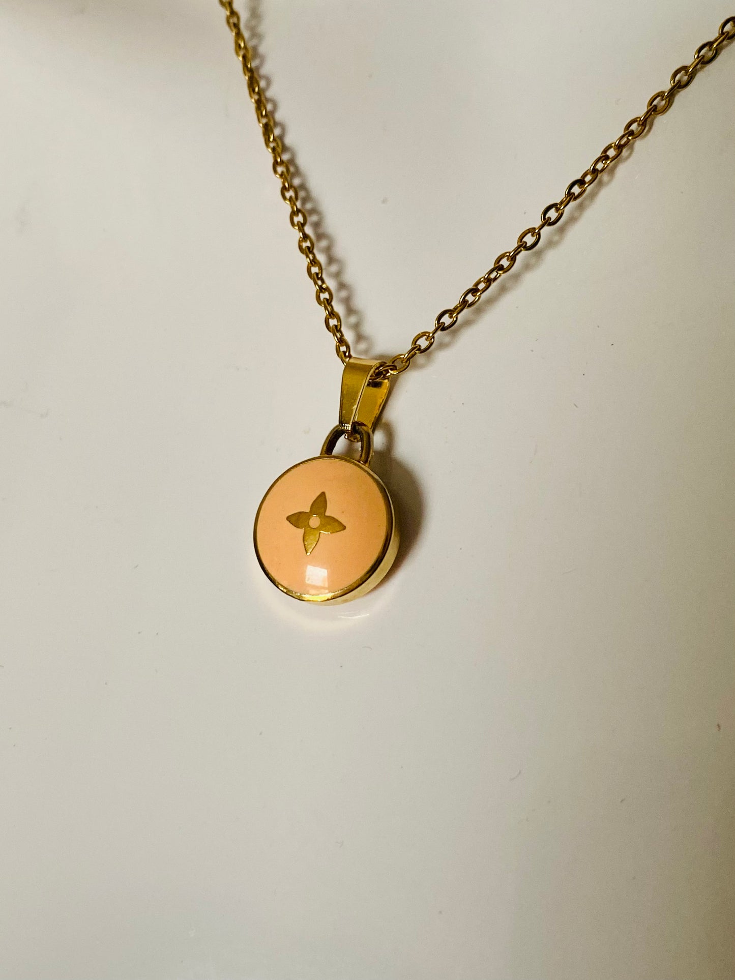 Authentic LOUIS VUITTON Pink Pastilles pendant reworked necklace