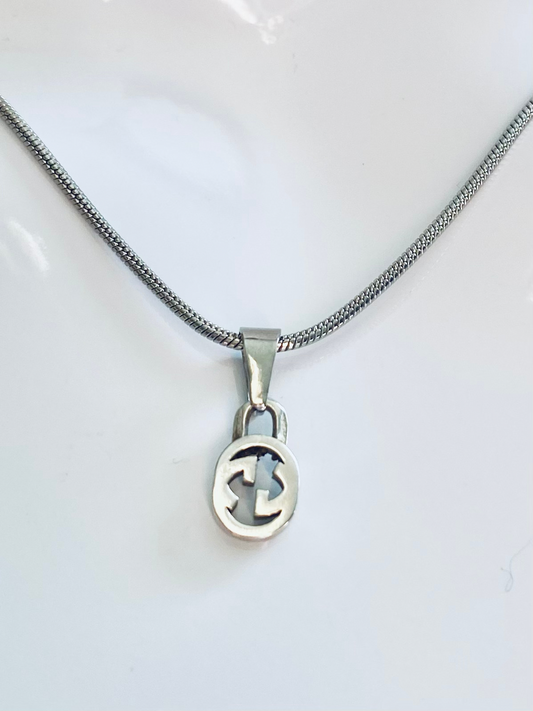 Gucci reworked repurposed recycled non tarnish necklace anti tarnish silver