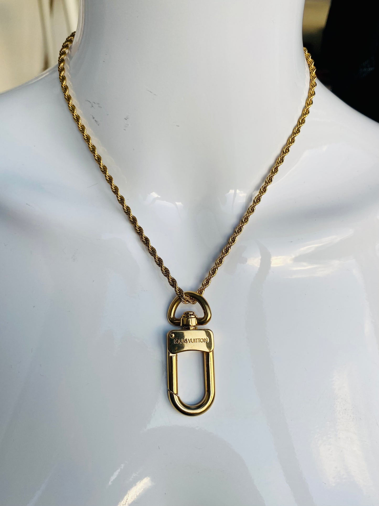 Authentic LOUIS VUITTON vintage LV pendant reworked necklace