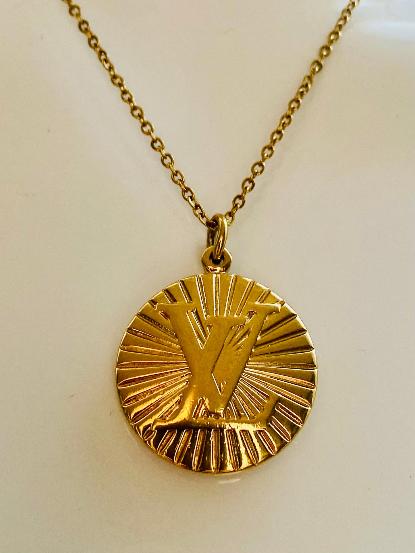 Authentic LOUIS VUITTON vintage LV pendant reworked necklace