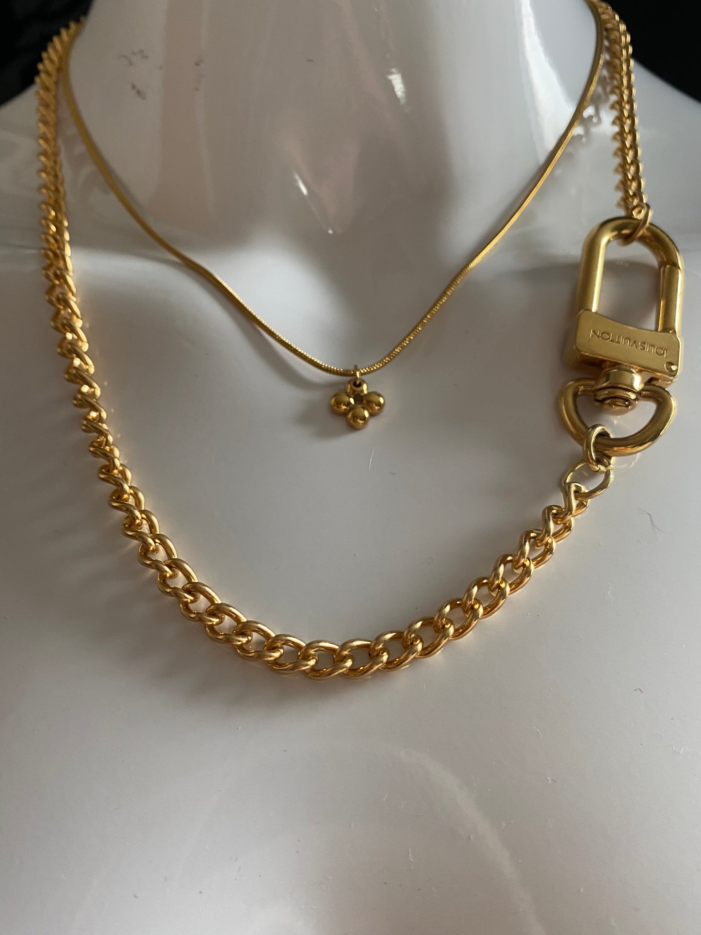 Authentic preloved vintage recycled repurposed reworked unique designer necklace jewellery anti-tarnish Louis vuitton gold