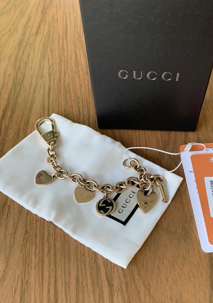 Authentic preloved vintage recycled repurposed reworked unique designer bracelet jewellery anti-tarnish Gucci pendant gold