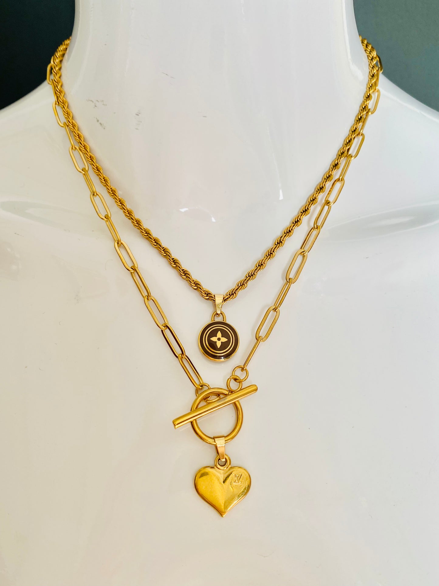 Authentic LOUIS VUITTON Pastilles vintage pendant reworked necklace