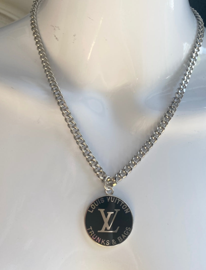 Authentic Louis Vuitton Repurposed Silver Trunks & Bags Necklace