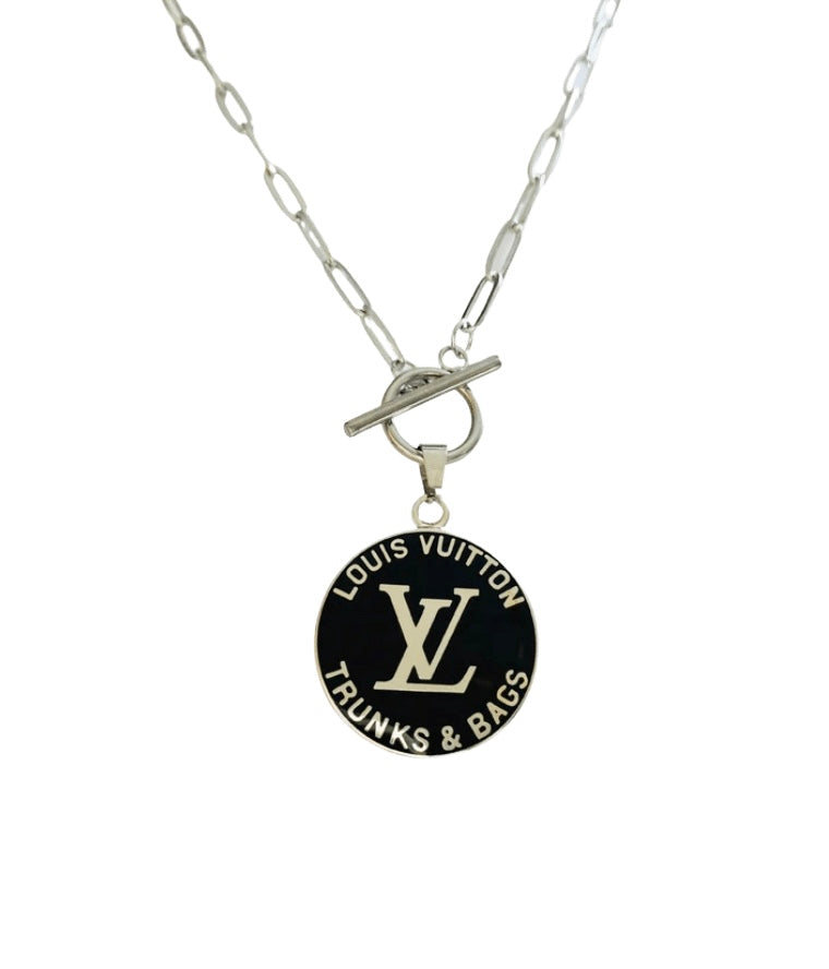 Rework Vintage Silver Louis Vuitton Lock on Necklace with 2