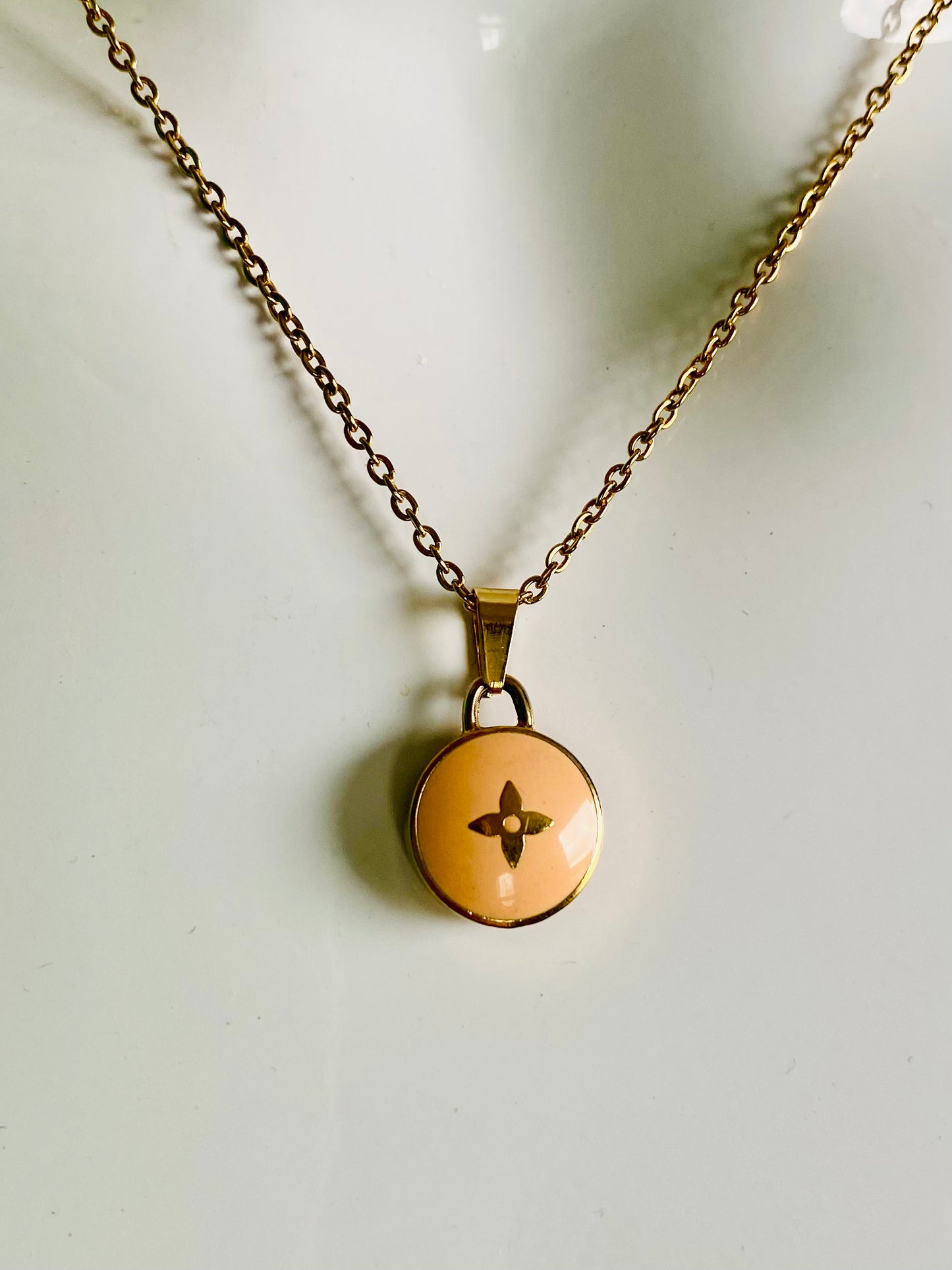 Authentic LOUIS VUITTON Pink Pastilles pendant reworked necklace