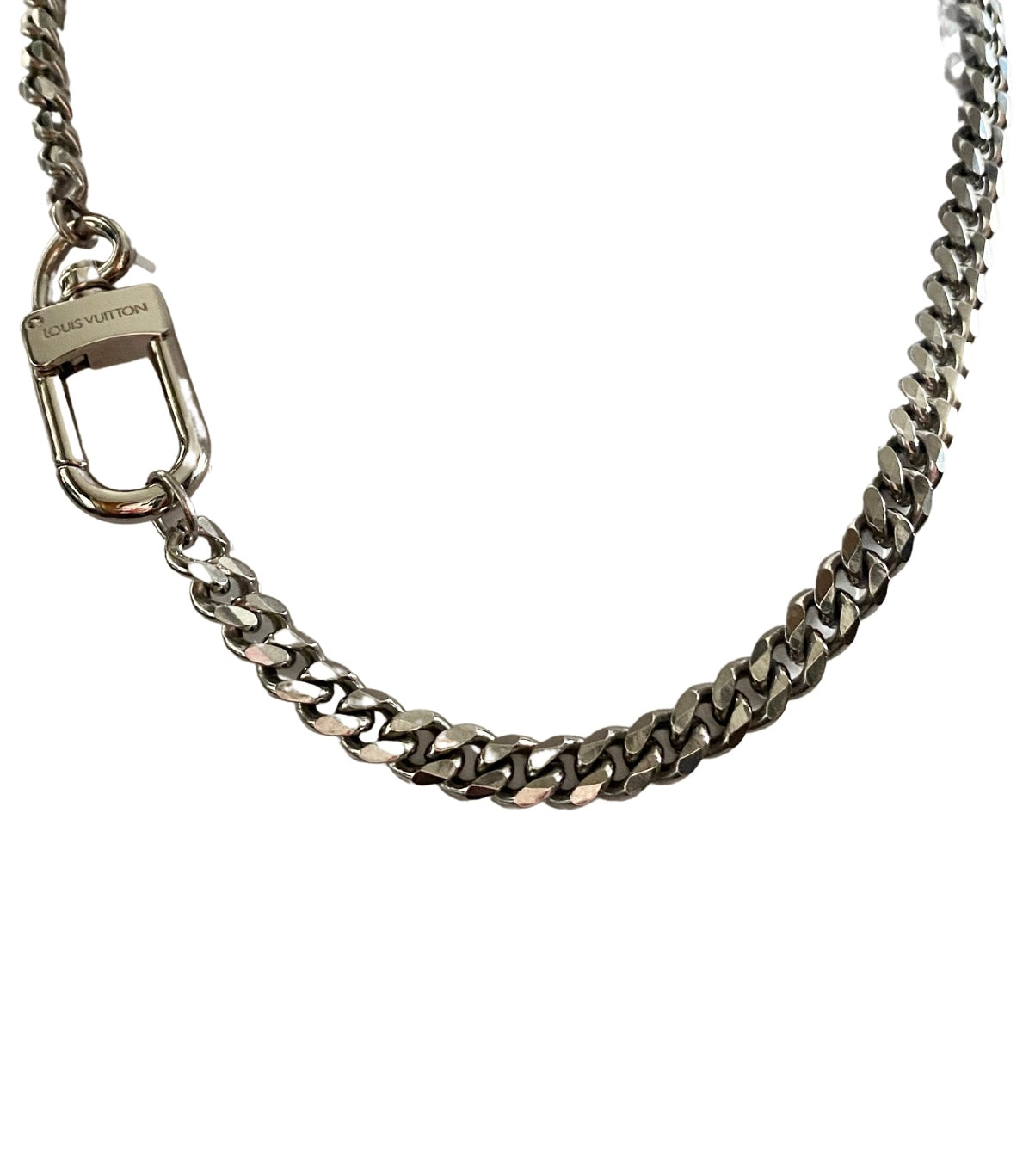 Authentic Louis Vuitton vintage silver lock clasp pendant reworked necklace