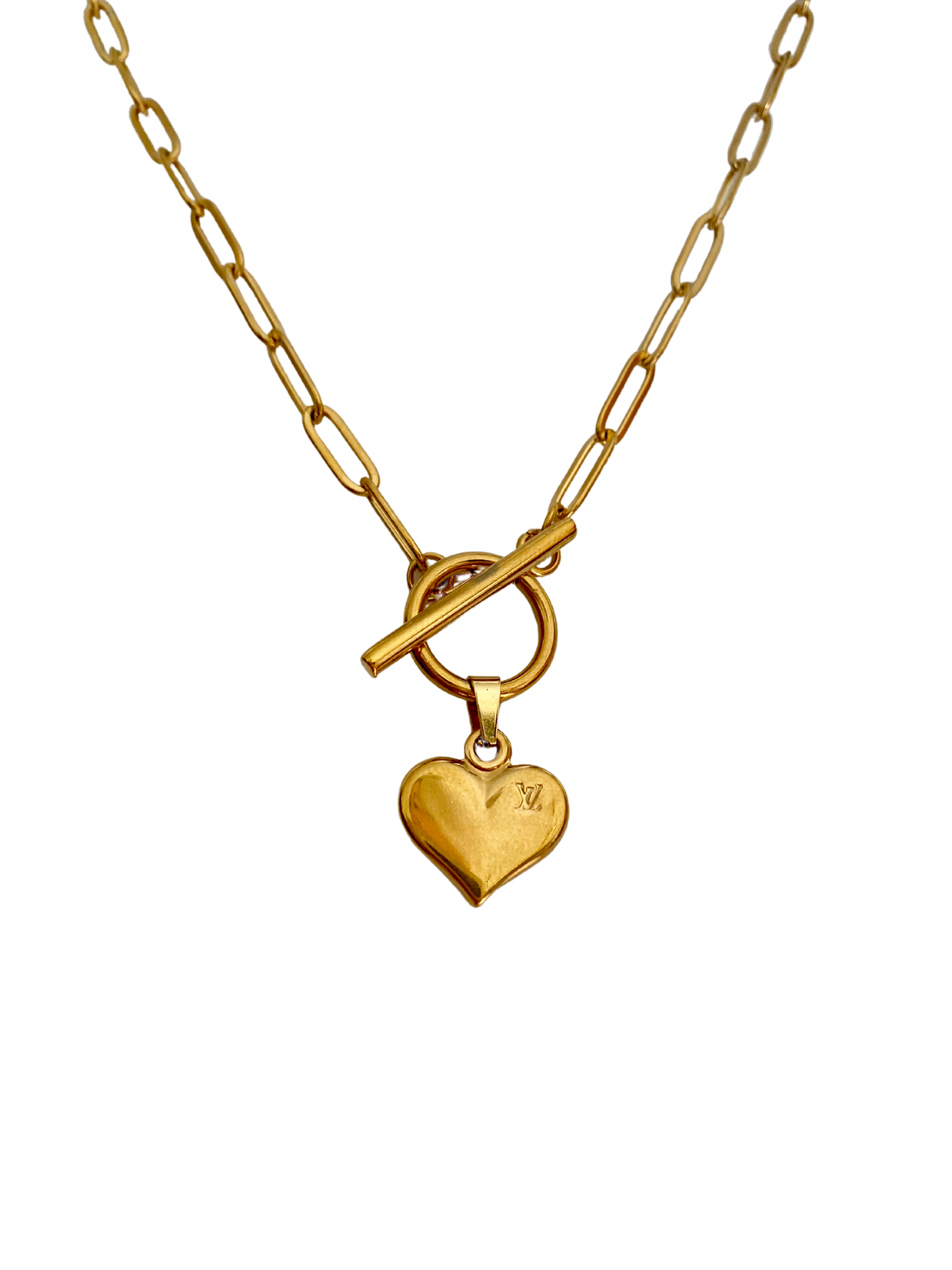 Authentic Louis Vuitton Vintage Heart Pendant Reworked Necklace