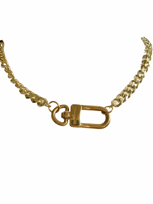 Authentic LOUIS VUITTON vintage lock pendant reworked necklace