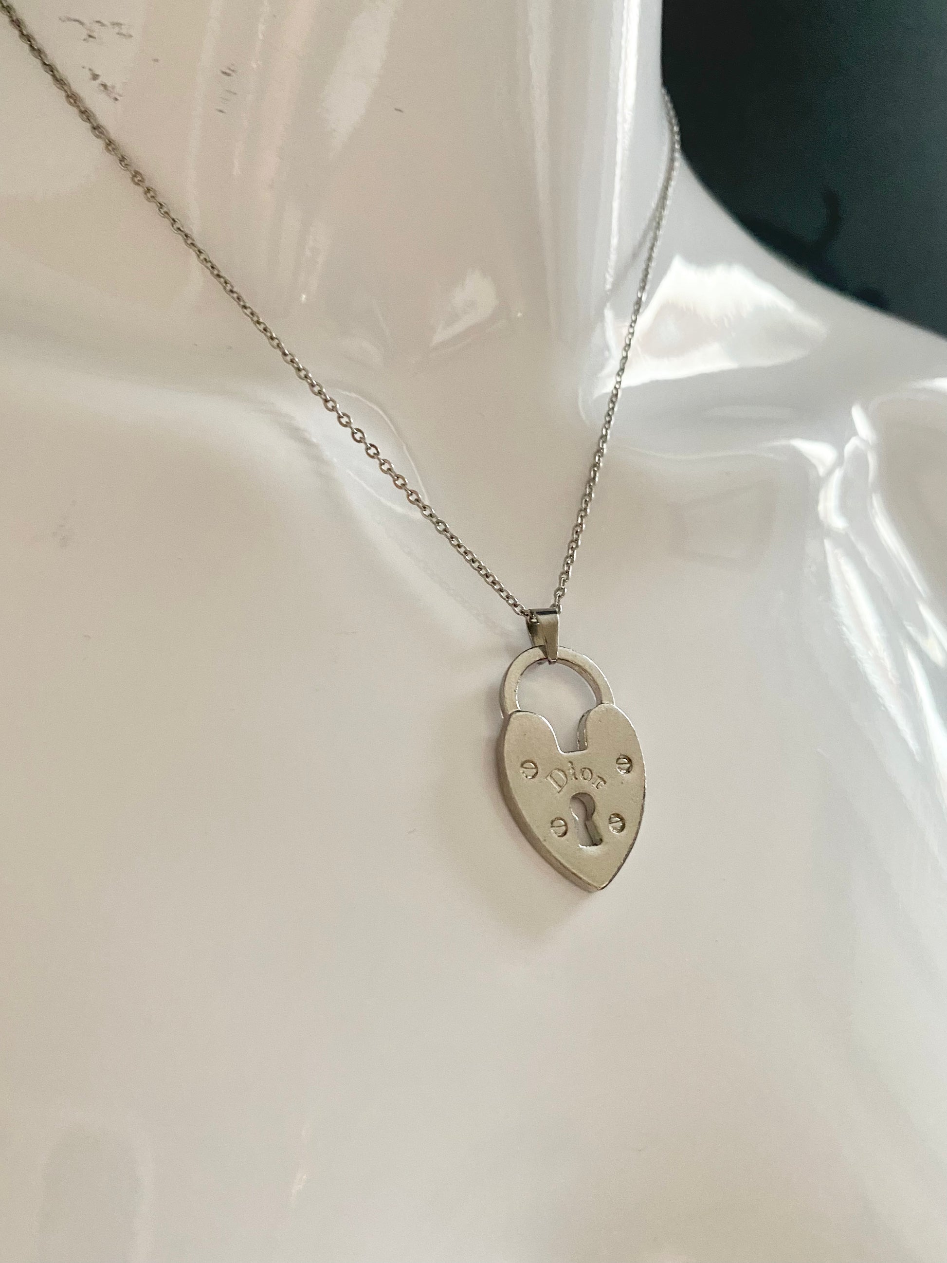 Authentic DIOR vintage Padlock pendant reworked necklace