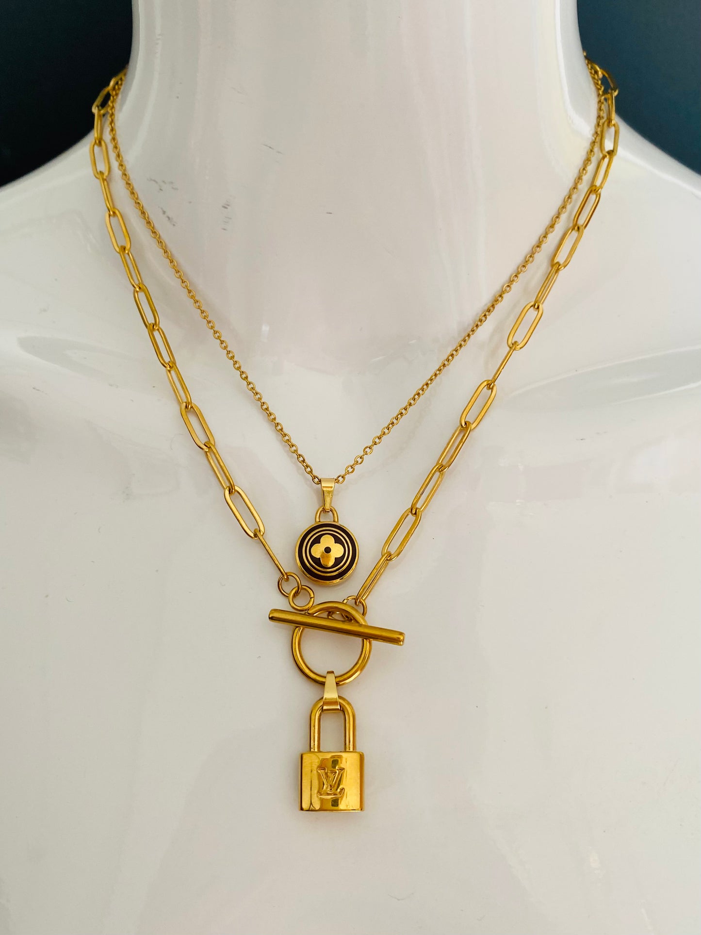 Authentic LOUIS VUITTON Pastilles vintage pendant reworked necklace